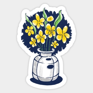 Yellow Flower Vase Sticker